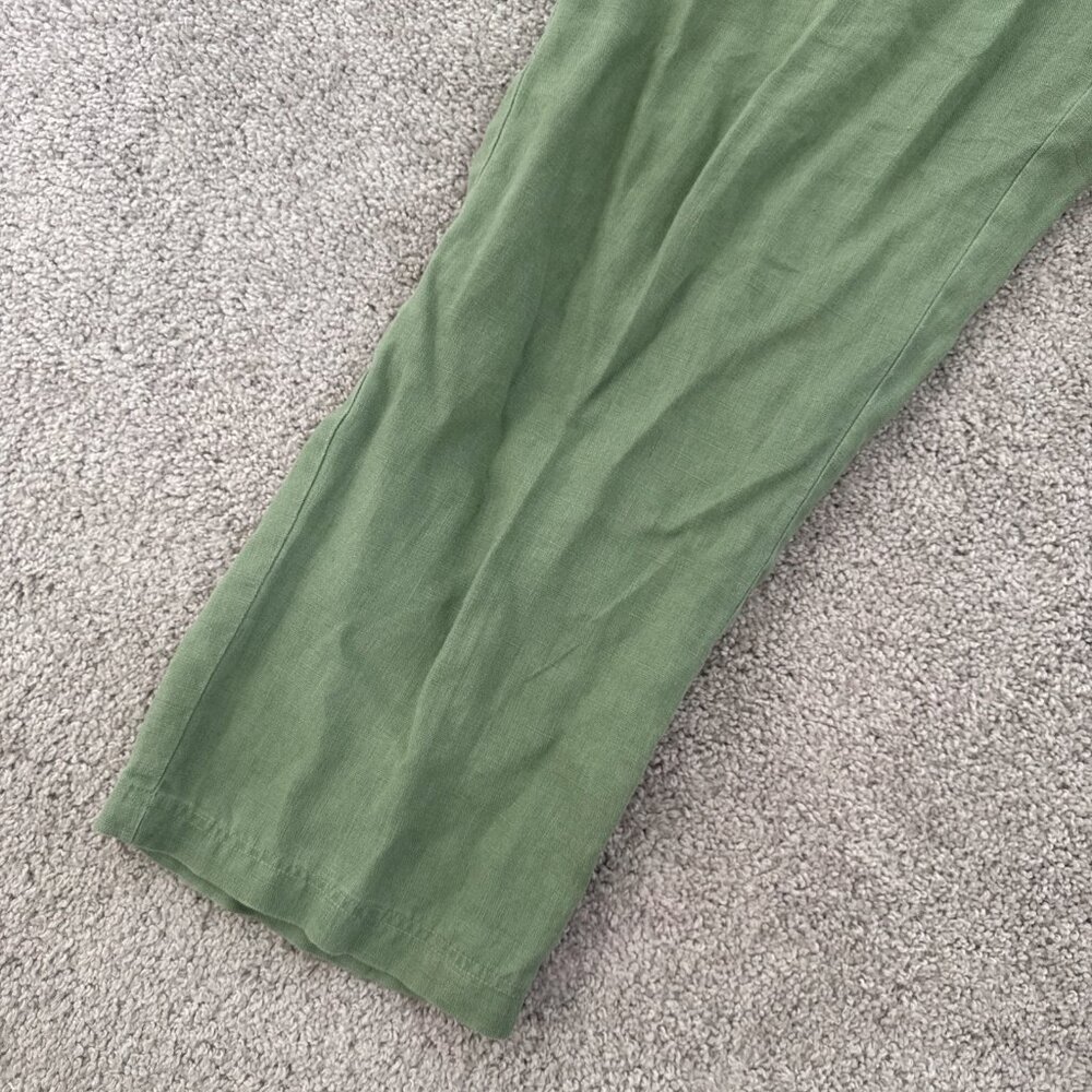 Nordstrom Green Ankle Linen Pants Safari Vacation Summer Lightweight‎ Sz M - Picture 3 of 13
